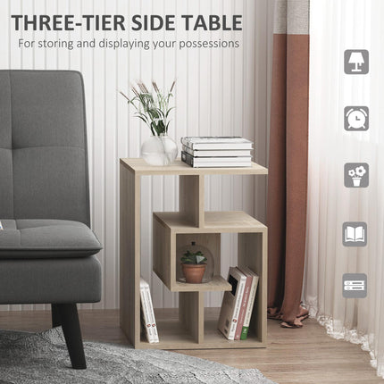 Side Table, 3 Tier End Table with Open Storage Shelves for Living Room, BedroomB
