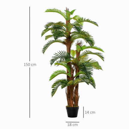 150cm Artificial Fern Tree with 36 Bendable Leaves and Cement Nursery Pot - Green
