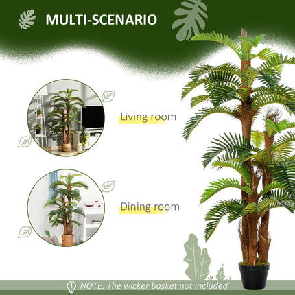 150cm Artificial Fern Tree with 36 Bendable Leaves and Cement Nursery Pot - Green