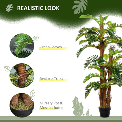 150cm Artificial Fern Tree with 36 Bendable Leaves and Cement Nursery Pot - Green