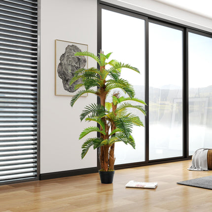150cm Artificial Fern Tree with 36 Bendable Leaves and Cement Nursery Pot - Green