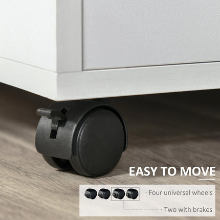 Multi-Storage Mobile Printer Stand with Wheels 60L x 50W x 65.5H cm - White