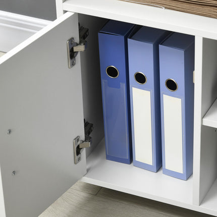 Multi-Storage Mobile Printer Stand with Wheels 60L x 50W x 65.5H cm - White