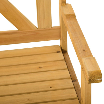 2 Seater Wood Garden Bench with Storage Chest and High Back - Brown