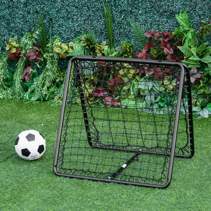 Angle Adjustable Double Sided Rebounder Net Training Aid for Football, Baseball & Basketball 75L x 75W cm - Black