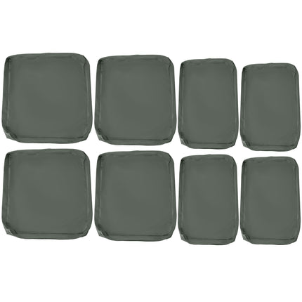 Set of 8 Durable Waterproof Polyester Outdoor Rattan Cushion Covers - Deep Grey