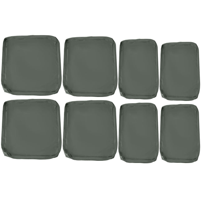 Set of 8 Durable Waterproof Polyester Outdoor Rattan Cushion Covers - Deep Grey