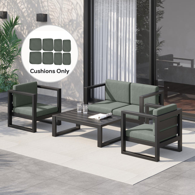 Set of 8 Durable Waterproof Polyester Outdoor Rattan Cushion Covers - Deep Grey