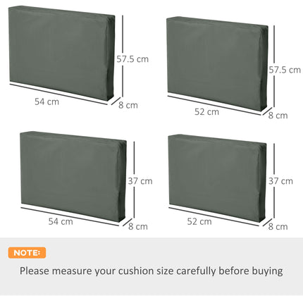 Set of 8 Durable Waterproof Polyester Outdoor Rattan Cushion Covers - Deep Grey