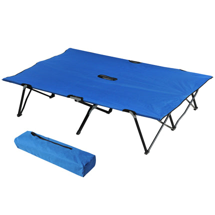 Double Camping Cot Lightweight Portable with Carry Bag - Blue