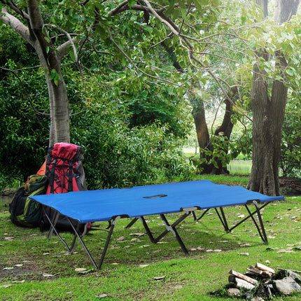 Double Camping Cot Lightweight Portable with Carry Bag - Blue