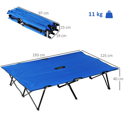 Double Camping Cot Lightweight Portable with Carry Bag - Blue