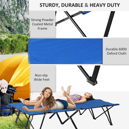 Double Camping Cot Lightweight Portable with Carry Bag - Blue