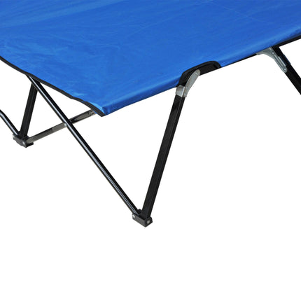 Double Camping Cot Lightweight Portable with Carry Bag - Blue