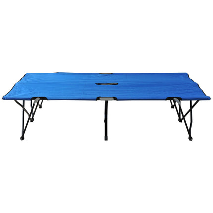 Double Camping Cot Lightweight Portable with Carry Bag - Blue