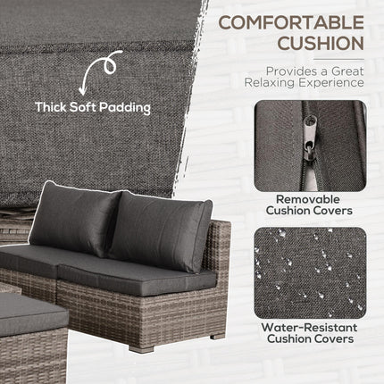 8 Piece Grey Rattan Garden Sofa Set with Cushions and Tables