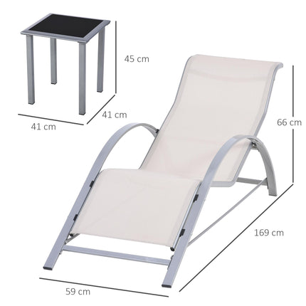3 Pieces Lounge Chair Set Metal Frame Garden Outdoor Recliner Sunbathing Chair Set Metal Frame Garden Outdoor Recliner Sunbathing Chair W
