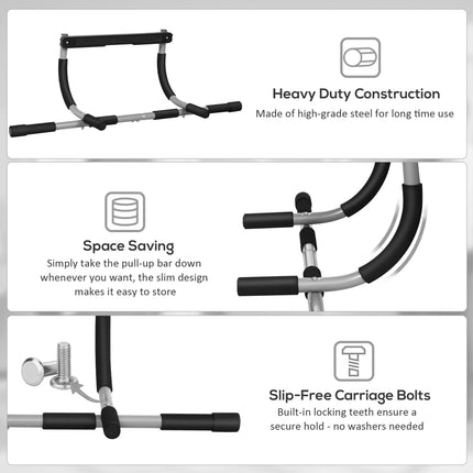 Doorway Pull-Up Bar for Home Fitness Upper Body Workout Horizontal Bar - Black