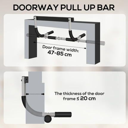 Doorway Pull-Up Bar for Home Fitness Upper Body Workout Horizontal Bar - Black