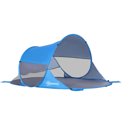 2 Person Pop-Up Beach Tent with UV Protection and Carry Bag - Blue