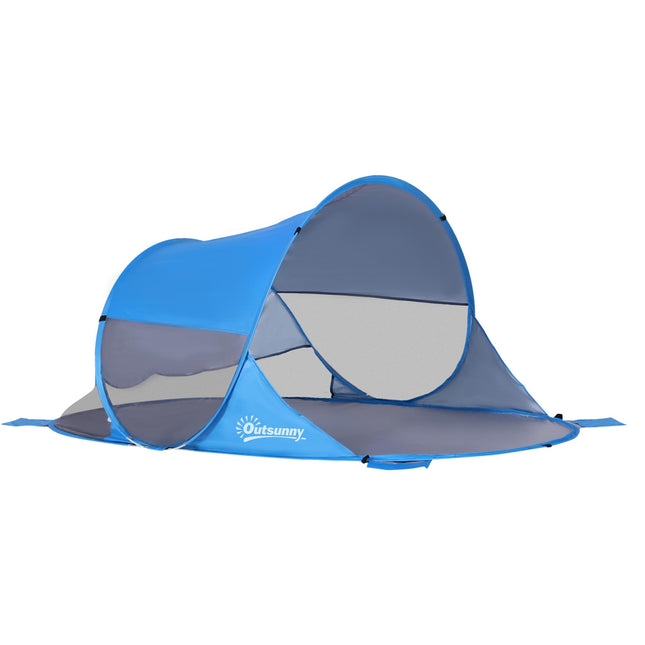 2 Person Pop-Up Beach Tent with UV Protection and Carry Bag - Blue