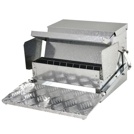 11.5kg Automatic Chicken Poultry Feeder with Galvanized Steel & Aluminium Build - Silver