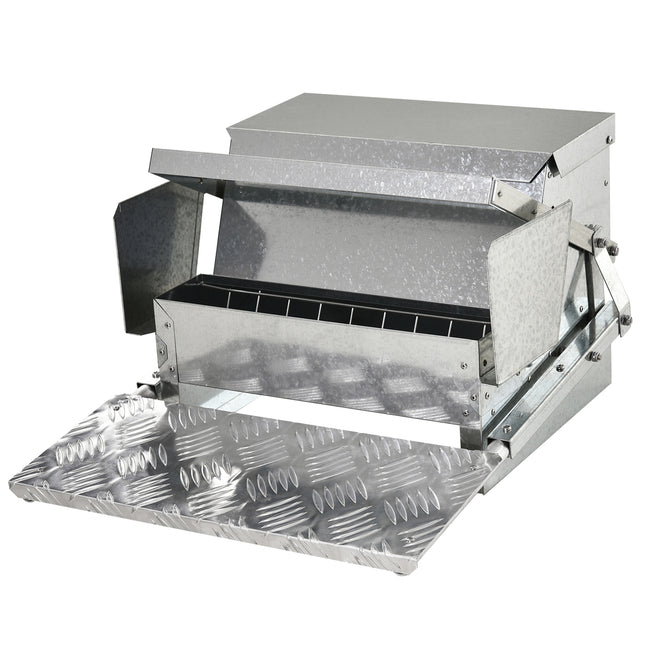 11.5kg Automatic Chicken Poultry Feeder with Galvanized Steel & Aluminium Build - Silver