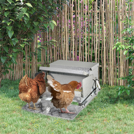 11.5kg Automatic Chicken Poultry Feeder with Galvanized Steel & Aluminium Build - Silver