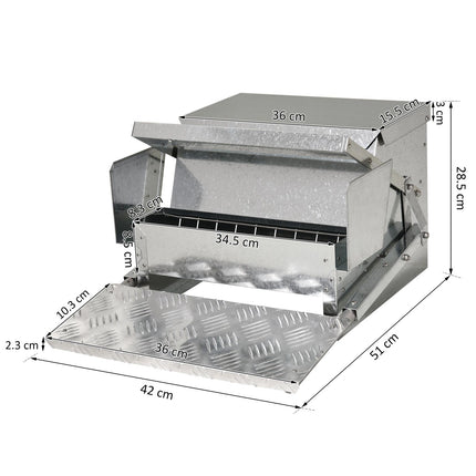11.5kg Automatic Chicken Poultry Feeder with Galvanized Steel & Aluminium Build - Silver