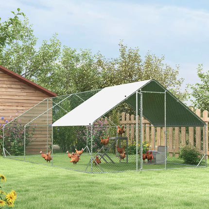 11.5kg Automatic Chicken Poultry Feeder with Galvanized Steel & Aluminium Build - Silver