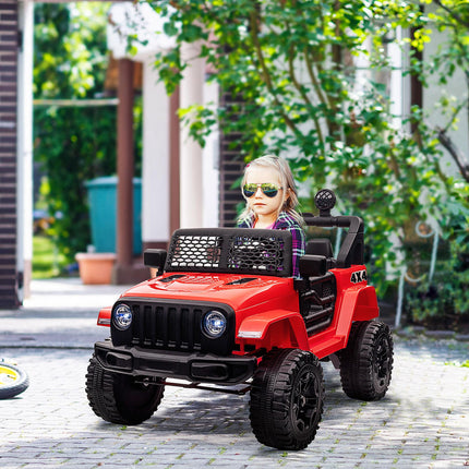 12V Dual Motor Kids Electric Off-road Ride On Car Truck with Remote Control, Horn & Lights for Ages 3-6 - Red
