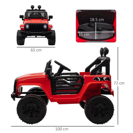 12V Dual Motor Kids Electric Off-road Ride On Car Truck with Remote Control, Horn & Lights for Ages 3-6 - Red