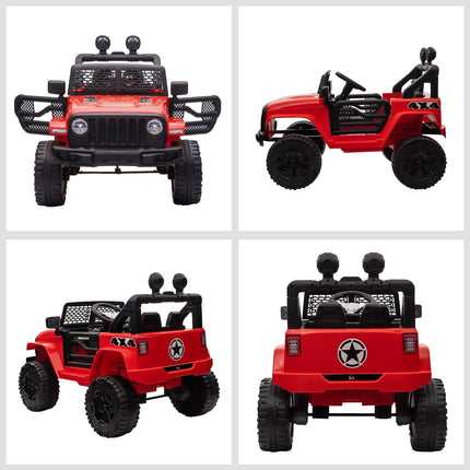 12V Dual Motor Kids Electric Off-road Ride On Car Truck with Remote Control, Horn & Lights for Ages 3-6 - Red