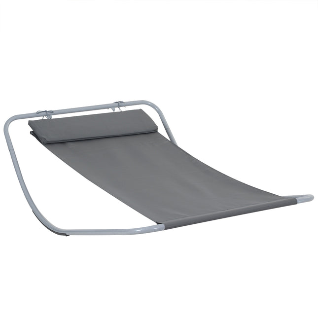 Rocking Sun Lounger, Single Garden Lounger Sunbed with Headrest Pillows, Texteli
