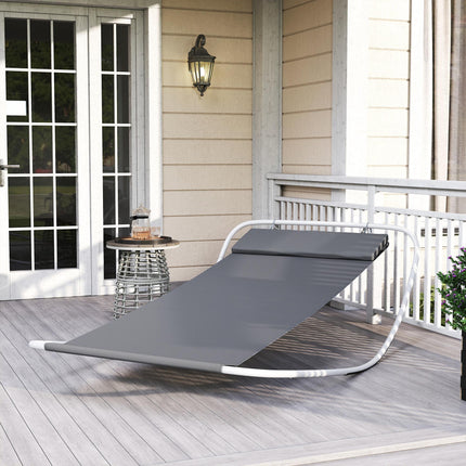 Rocking Sun Lounger, Single Garden Lounger Sunbed with Headrest Pillows, Texteli