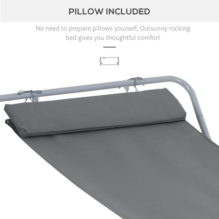 Rocking Sun Lounger, Single Garden Lounger Sunbed with Headrest Pillows, Texteli
