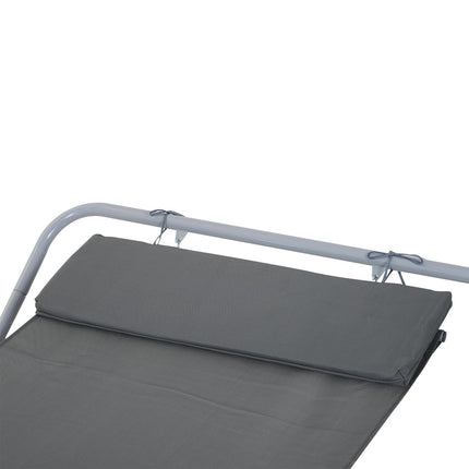 Rocking Sun Lounger, Single Garden Lounger Sunbed with Headrest Pillows, Texteli