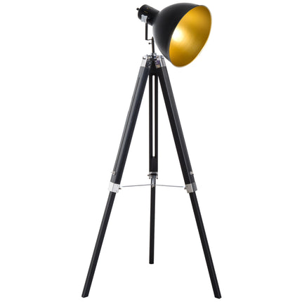 Studio Tripod Floor Lamp with Ø30 cm Spotlight Shade, Max 40W - Black & Gold