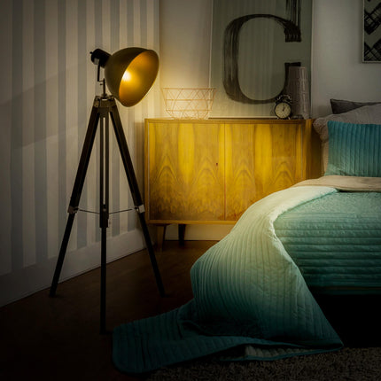Studio Tripod Floor Lamp with Ø30 cm Spotlight Shade, Max 40W - Black & Gold