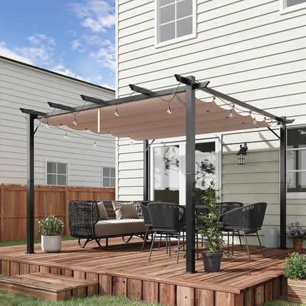 Retractable Aluminium Pergola Canopy Gazebo with UV Resistant Roof - Grey