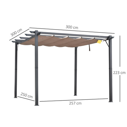 Retractable Aluminium Pergola Canopy Gazebo with UV Resistant Roof - Grey