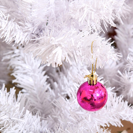 4.9ft Artificial Christmas Tree with Ornaments and Metal Stand - White