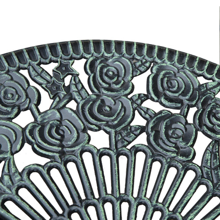 3 Piece Cast Aluminium Outdoor Bistro Set with Floral Design - Green