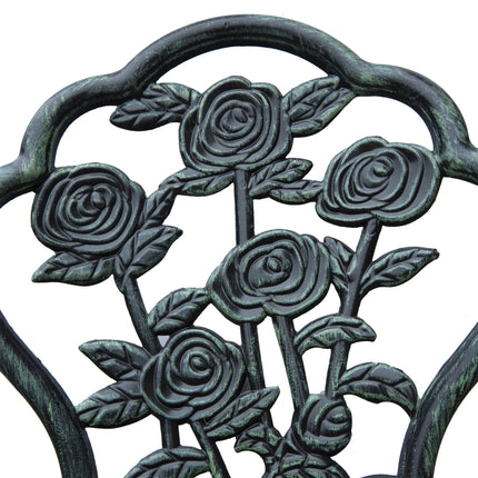 3 Piece Cast Aluminium Outdoor Bistro Set with Floral Design - Green