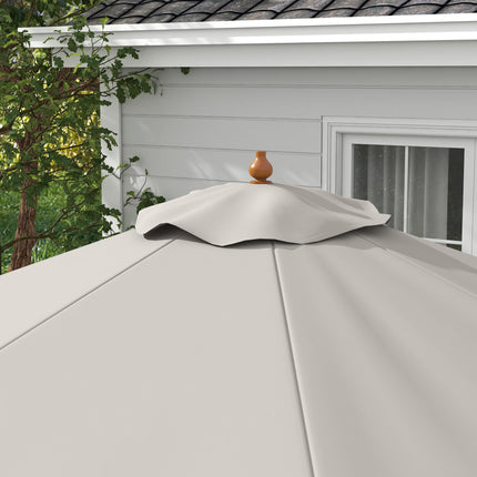3.3m Wooden Garden Parasol with Grey Canopy - Grey