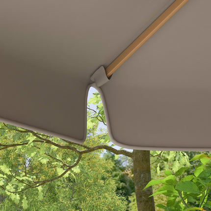 3.3m Wooden Garden Parasol with Grey Canopy - Grey