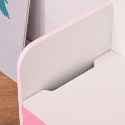 Kids Wooden Toy Storage Chest Chair 2-in-1 with Gas Stay Bar and Safety Hinges 60x30x50cm - Pink