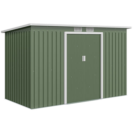 9 x 4.5 Ft Metal Garden Storage Shed with Ventilation and Sliding Doors - Light Green