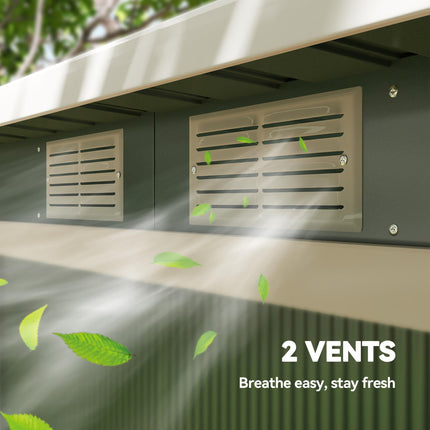 9 x 4.5 Ft Metal Garden Storage Shed with Ventilation and Sliding Doors - Light Green