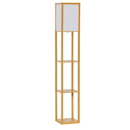 4-Tier Floor Lamp with Storage Shelves for Living Room, Kitchen, Office - Natural